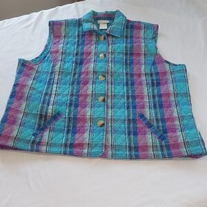Company Collection Blue,Pink and Green Plaid Vest. Size XL